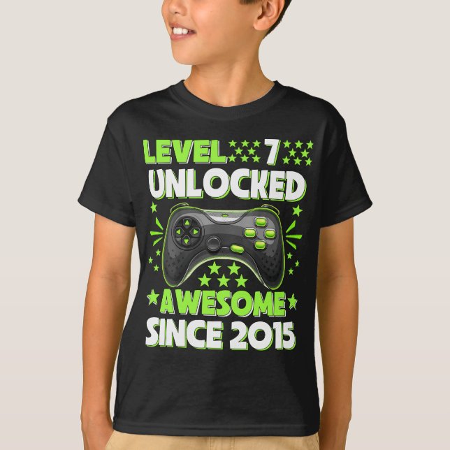 T-shirt Niveau 7 Déverrouillé Awesome 2015 jeu vidéo 7e na (Devant)