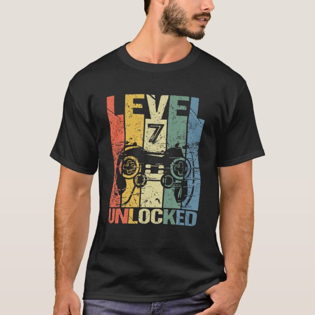 T-shirt Niveau 7 Déverrouillé Awesome 2015 Jeu Vidéo 7E Na (Devant)
