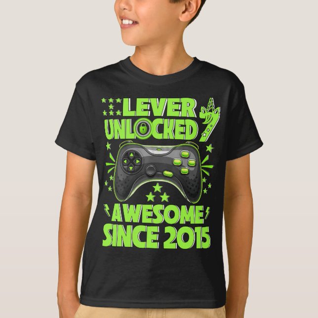 T-shirt Niveau 7 Déverrouillé Awesome 2015 jeu vidéo 7e na (Devant)
