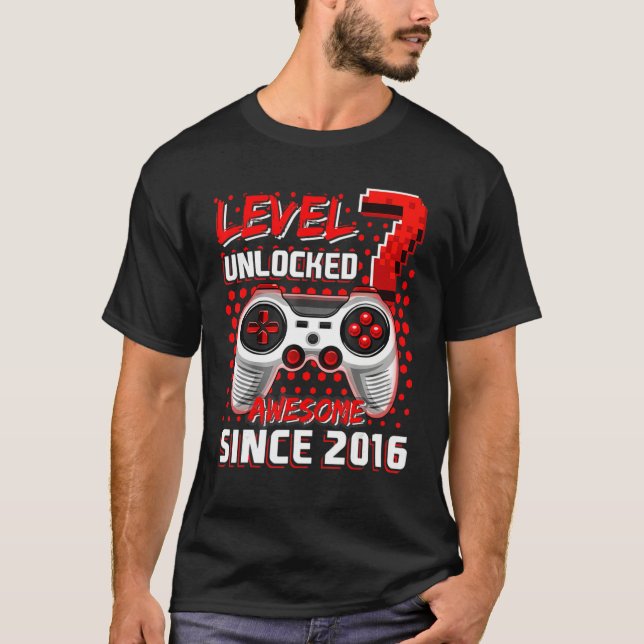 T-shirt Niveau 7 Déverrouillé Awesome 2016 jeu vidéo 7e na (Devant)