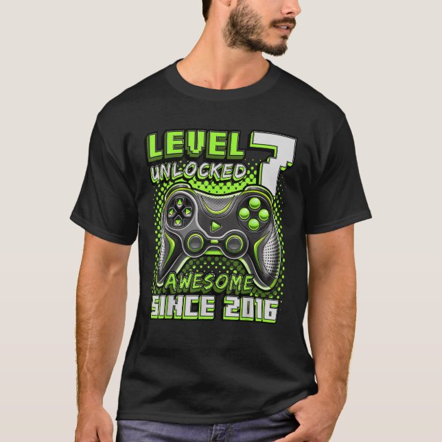 T-shirt Niveau 7 Déverrouillé Awesome 2016 jeu vidéo 7e na (Devant)