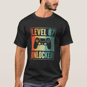 T-shirt Niveau 7 Déverrouillé Joueur Vidéo Drôle - 7E Anni