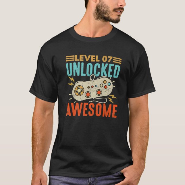 T-shirt Niveau 7 Jeu De Jeu Déverrouillé Garçon Fille 7E J (Devant)