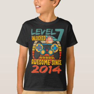 T-shirt Niveau 7 Jeu vidéo déverrouillé 7 ans 7 ans