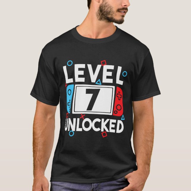 T-shirt Niveau 7 Joueur déverrouillé 7E Jeu Vidéo Annivers (Devant)