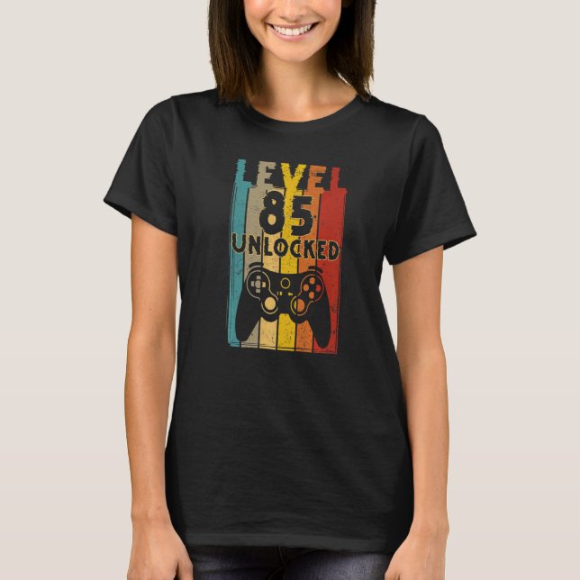 T-shirt Niveau 85 Jeu vidéo déverrouillé 85e anniversaire (Devant)