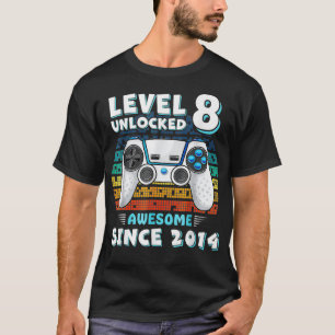 T-shirt Niveau 8 Débloqué Incroyable Depuis 2014 8e Annive