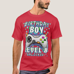 T-shirt Niveau 8 Débloqué Jeu Vidéo 8e Anniversaire Garçon