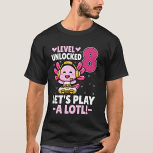 T-shirt Niveau 8 Débloqué Jouons Vidéo Joueur Axolotl 8 an