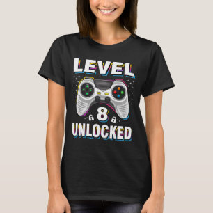 T-shirt Niveau 8 débloqué pour le garçon d'anniversaire Jo