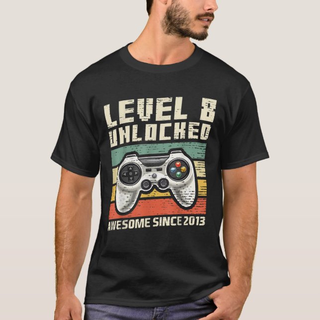 T-shirt Niveau 8 Déverrouillé Awesome 2013 Jeu vidéo 8e Na (Devant)