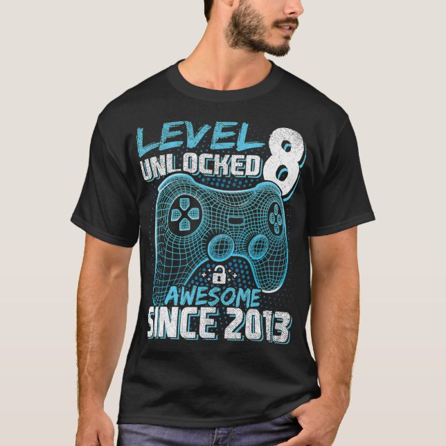 T-shirt Niveau 8 Déverrouillé Awesome 2013 Jeu vidéo 8e Na (Devant)