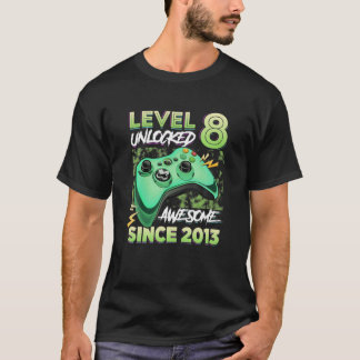 T-shirt Niveau 8 Déverrouillé Awesome Depuis 2013 8E Anniv