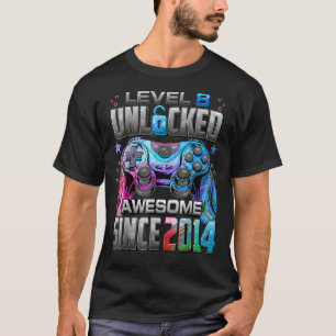 T-shirt Niveau 8 Déverrouillé Awesome depuis 2014 Jeu Vidé