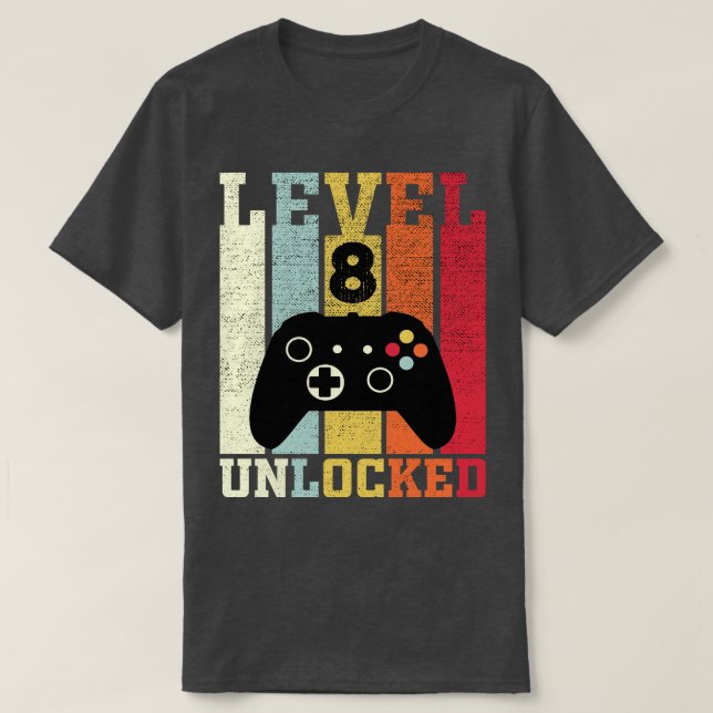 T-shirt Niveau 8 Déverrouillé Funny Vidéo 8e cadeau d'anni (Design devant)