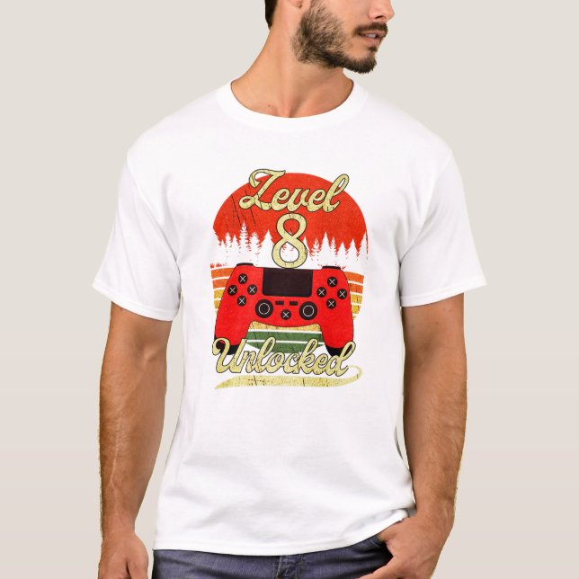 T-shirt Niveau 8 Garçons Filles Anniversaire Vidéo (Devant)