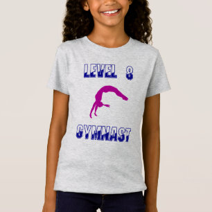 T-Shirt Niveau 8 Gymnaste Bleu et Magenta Gymnastique