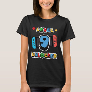 T-shirt Niveau 9 Débloqué 9e Anniversaire Enfants Jeu Vidé