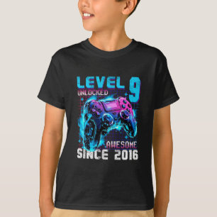 T-shirt Niveau 9 Débloqué Incroyable Depuis Anniversaire 9