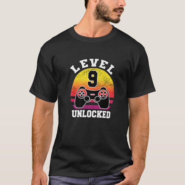 T-shirt Niveau 9 Déverrouillé 9 Ans Rétro 80S 9E Anniversa (Devant)