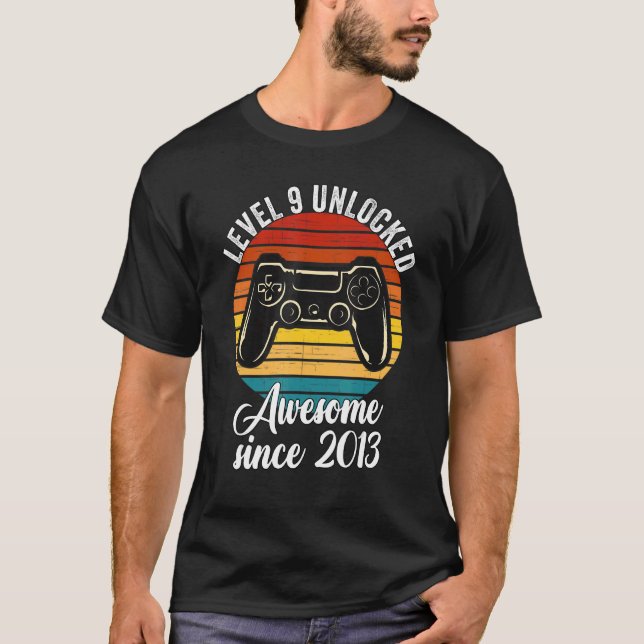 T-shirt Niveau 9 Déverrouillé Awesome 2013 jeu vidéo 9e na (Devant)