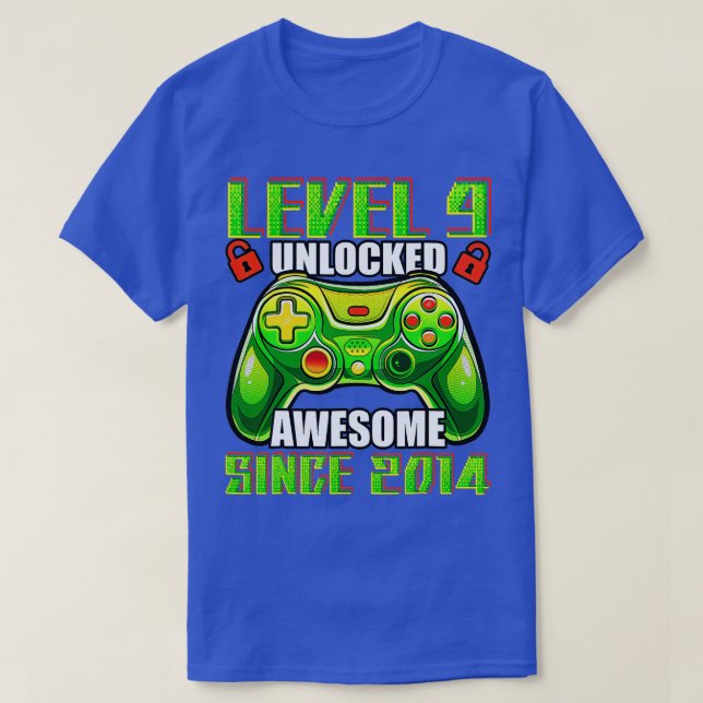 T-shirt Niveau 9 Déverrouillé Awesome 2014 jeu vidéo 9e na (Design devant)