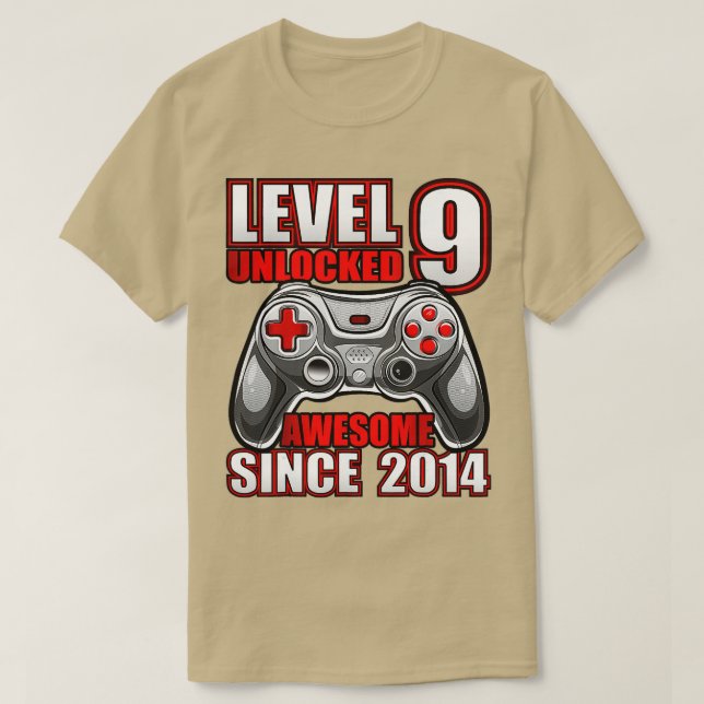 T-shirt Niveau 9 Déverrouillé Awesome 2014 jeu vidéo 9e na (Design devant)