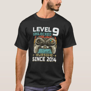 T-shirt Niveau 9 Déverrouillé Awesome Gamer Boy 2014 9e an