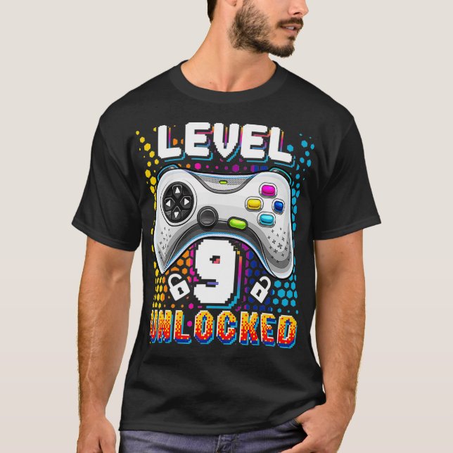 T-shirt Niveau 9 Jeu vidéo déverrouillé 9e Jeu d'anniversa (Devant)