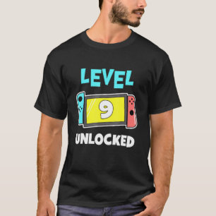 T-shirt Niveau 9 Joueur déverrouillé 9e jeu vidéo d'annive