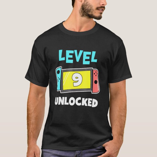 T-shirt Niveau 9 Joueur déverrouillé 9e jeu vidéo d'annive (Devant)
