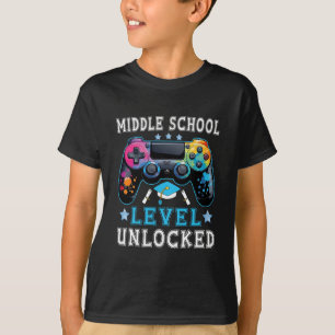 T-shirt Niveau Collège Débloqué Gamer Premier Jour Ck À
