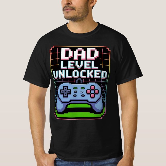 T-shirt NIVEAU DAD DÉVERROUILLÉ - Neon Power-Up Pixel Tee (Devant)