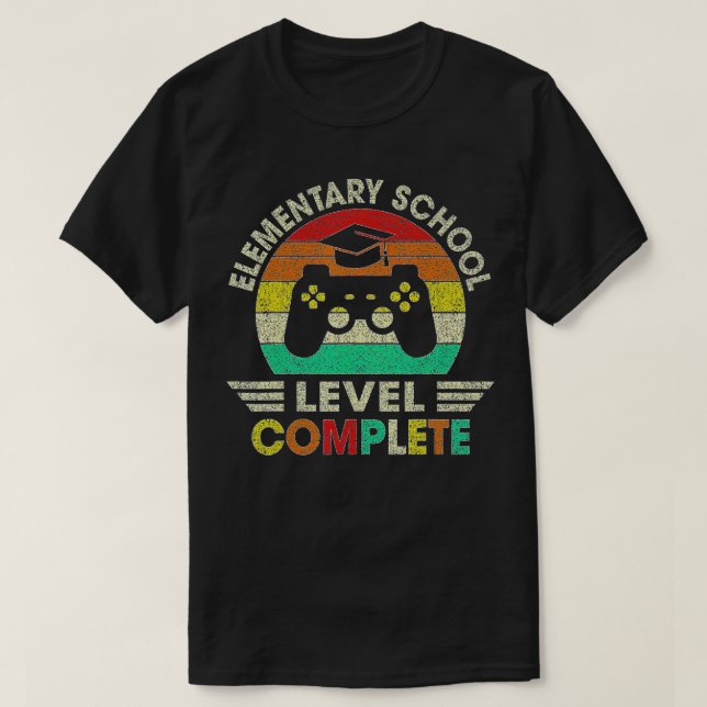 T-shirt Niveau de diplôme de l'école primaire Vidéo complè (Design devant)