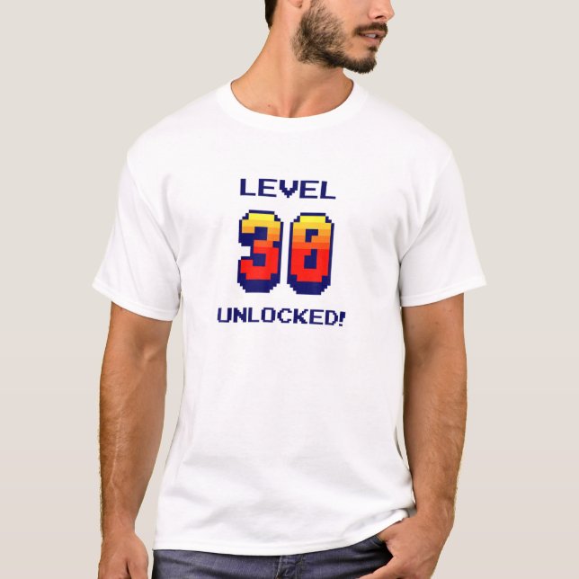 T-shirt Niveau de jeu rétroactif 30 déverrouillé 30 ans (Devant)