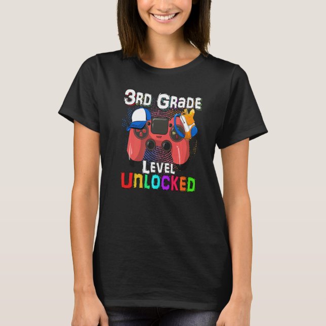 T-shirt Niveau de jeu vidéo déverrouillé Enseignant de 3e  (Devant)