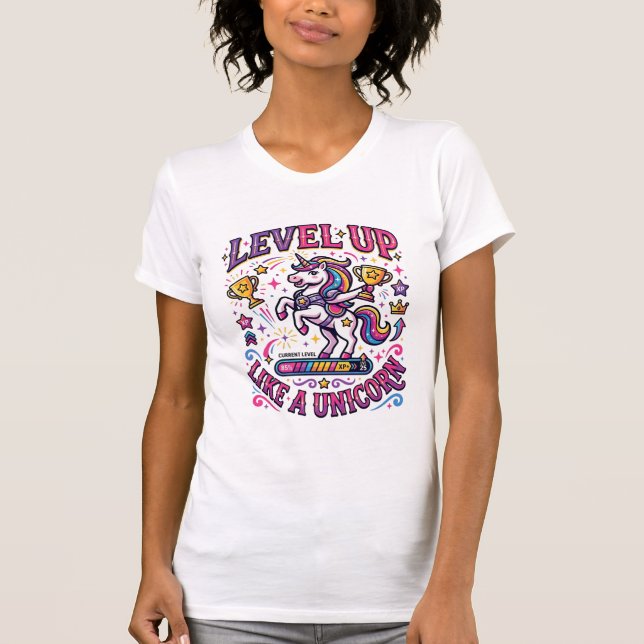 T-shirt Niveau de licorne monte comme une licorne publicit (Devant)