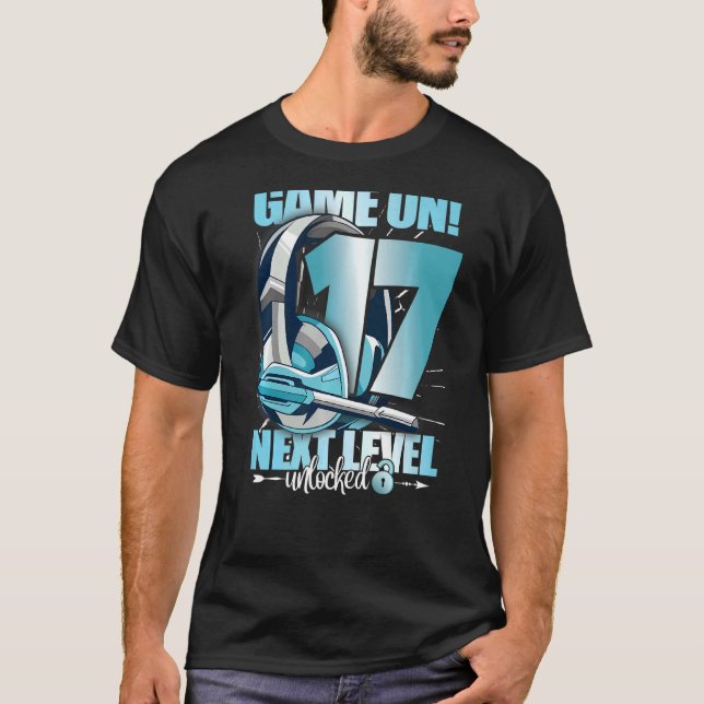 T-shirt Niveau Déverrouillé 17e anniversaire 17 ans Garçon (Devant)