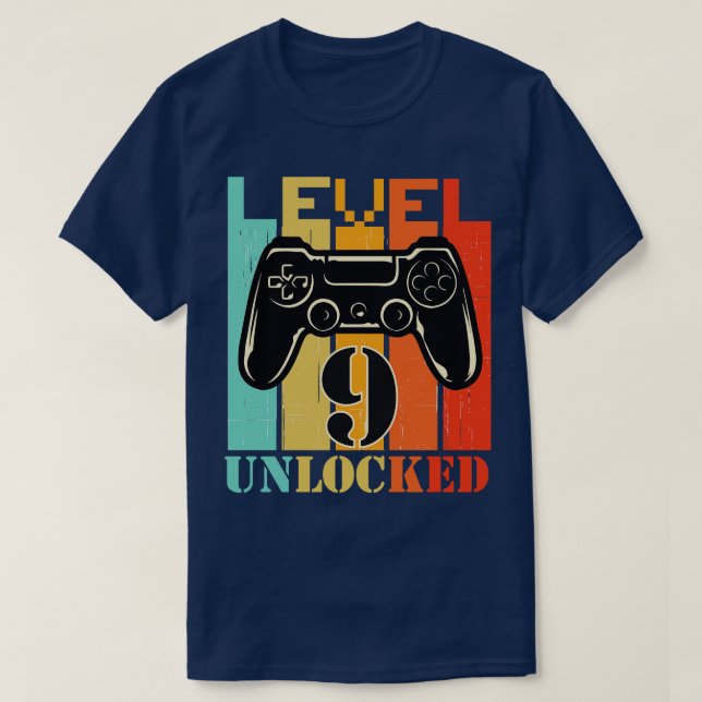 T-shirt Niveau déverrouillé du gamer de 9e anniversaire Ni (Design devant)