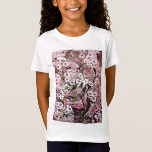 T-Shirt NIVEAU D'OISEAU, FLEURS DE PRINTEMPS BLANC ROSE ET