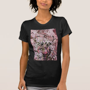 T-SHIRT NIVEAU D'OISEAU, FLEURS DE PRINTEMPS BLANC ROSE ET