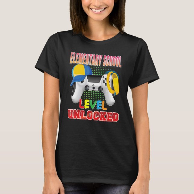 T-shirt Niveau élémentaire école déverrouillé jeu vidéo Ga (Devant)