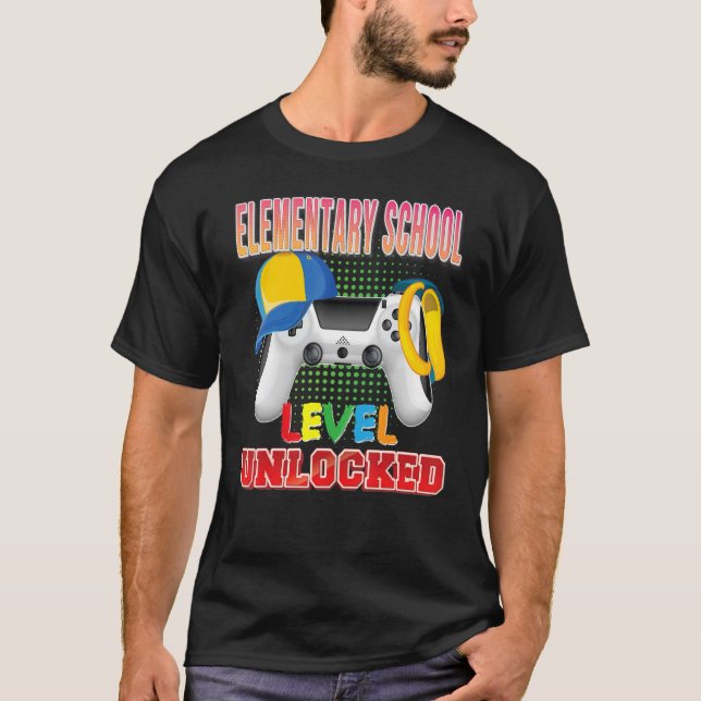 T-shirt Niveau élémentaire école déverrouillé jeu vidéo Ga (Devant)