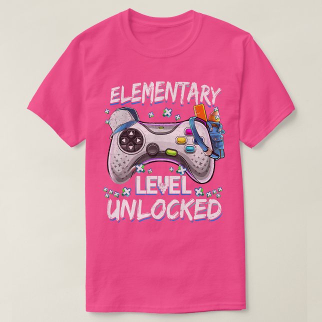 T-shirt Niveau élémentaire Jeu vidéo déverrouillé Retour à (Design devant)