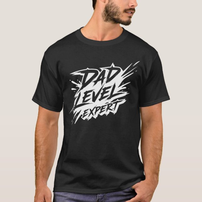 T-Shirt Niveau Expert Papa – Texte Éclaboussé Graf (Devant)
