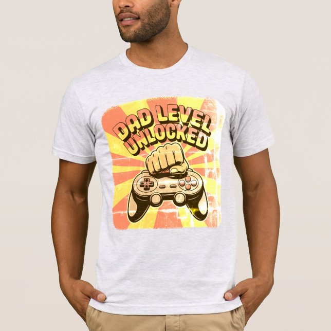 T-shirt "Niveau papa déverrouillé - Joueur Poing Tee" (Devant)
