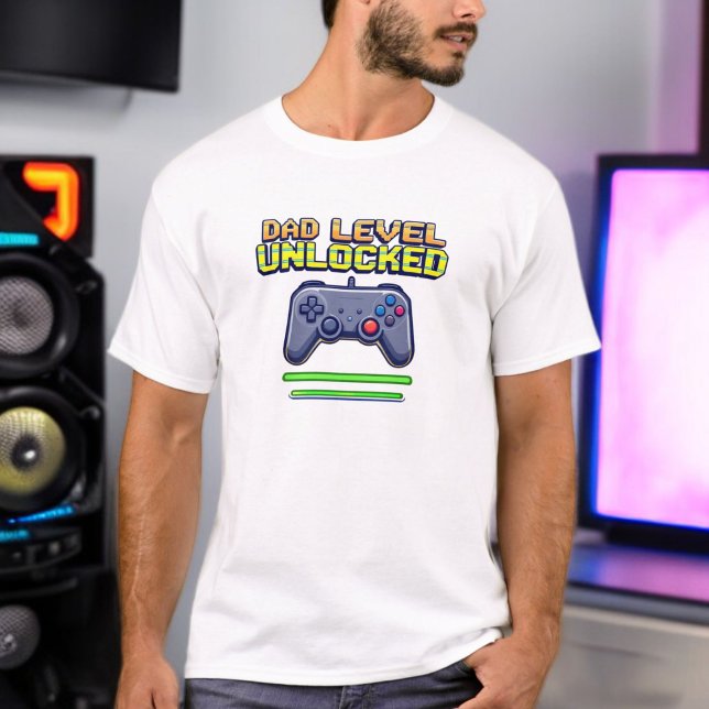 T-shirt Niveau père déverrouillé | Gamer Papa Première Fêt (Créateur téléchargé)
