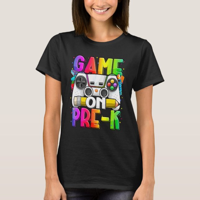 T-shirt Niveau pré-maternelle débloqué Jeu activé Pré-mate (Devant)