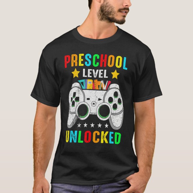 T-shirt Niveau Préscolaire Jeu Vidéo Déverrouillé Retour À (Devant)