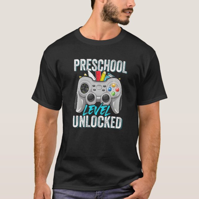 T-shirt Niveau Préscolaire Jeu Vidéo Déverrouillé Retour À (Devant)